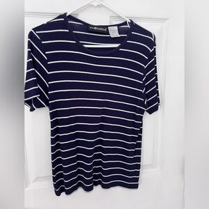 Sag Harbor Blue Fitted Short Sleeve T-Shirt